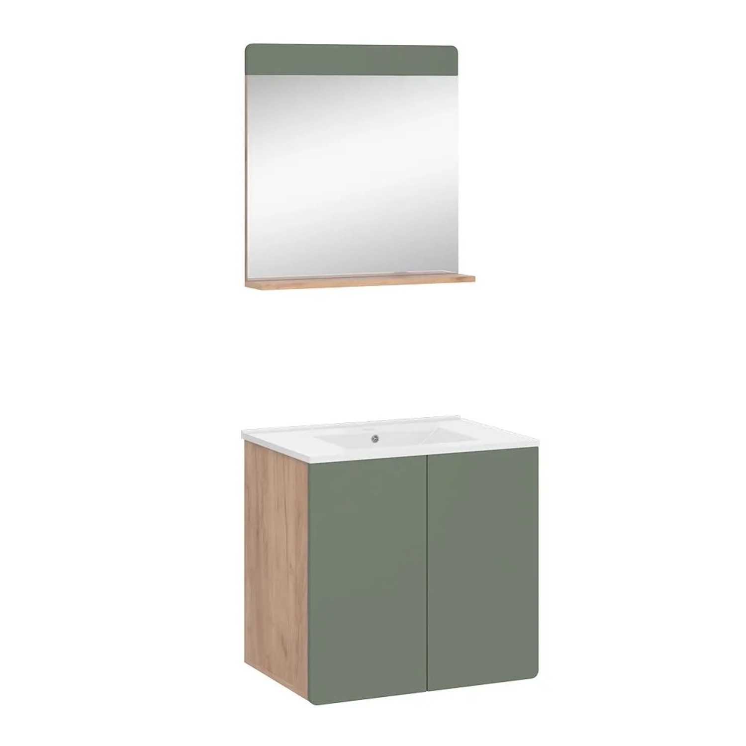 Vicco Badmöbel-Set Izan Goldkraft Eiche/Grün 60 x 57 3-teilig