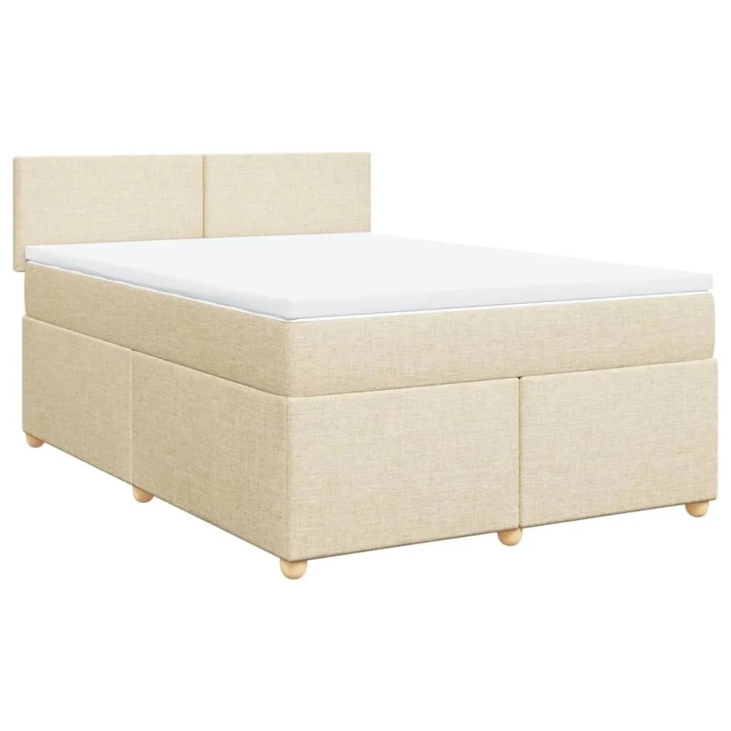 vidaXL Boxspringbett mit Matratze Creme 140x190 cm Stoff 3288973