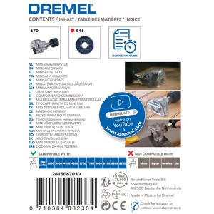 Dremel 670 Kreissägenvorsatz für Miniaturwerkzeuge, zur Verwendung mit Dremel Multifunktionswerkzeug.