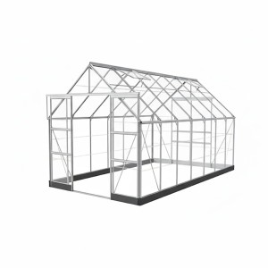 Halls Gewächshaus Icon 8 Alu, 11,2 m², Hausform, Alurahmen, Glaswände, zur Pflanzenzucht.