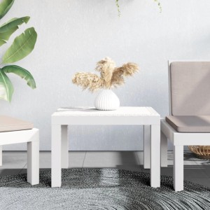 Weißer vidaXL Gartentisch (59x47x40 cm) aus Polypropylen (PP).