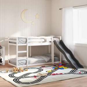 vidaXL Etagenbett mit Rutsche & Leiter Weiß 90x200cm Massivholz Kiefer 3284243