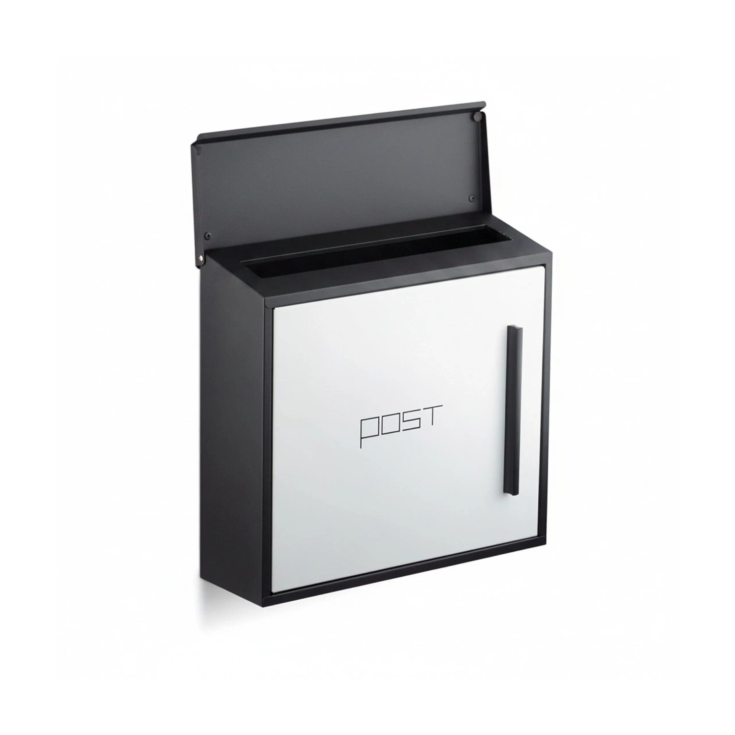 Relaxdays Wandbriefkasten Metall Schwarz Weiß Abschließbar 33 cm x 35 cm x 12,5 cm 2,2 kg