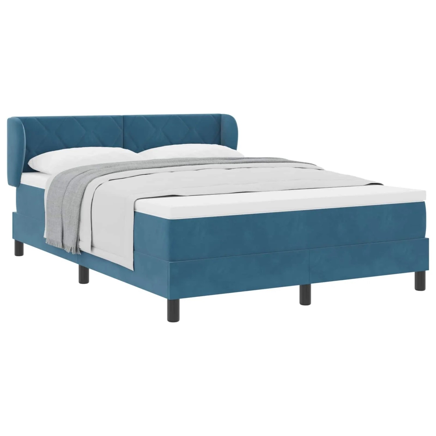 vidaXL Boxspringbett mit Matratze Dunkelblau 160 x 200 cm Samt 3340452