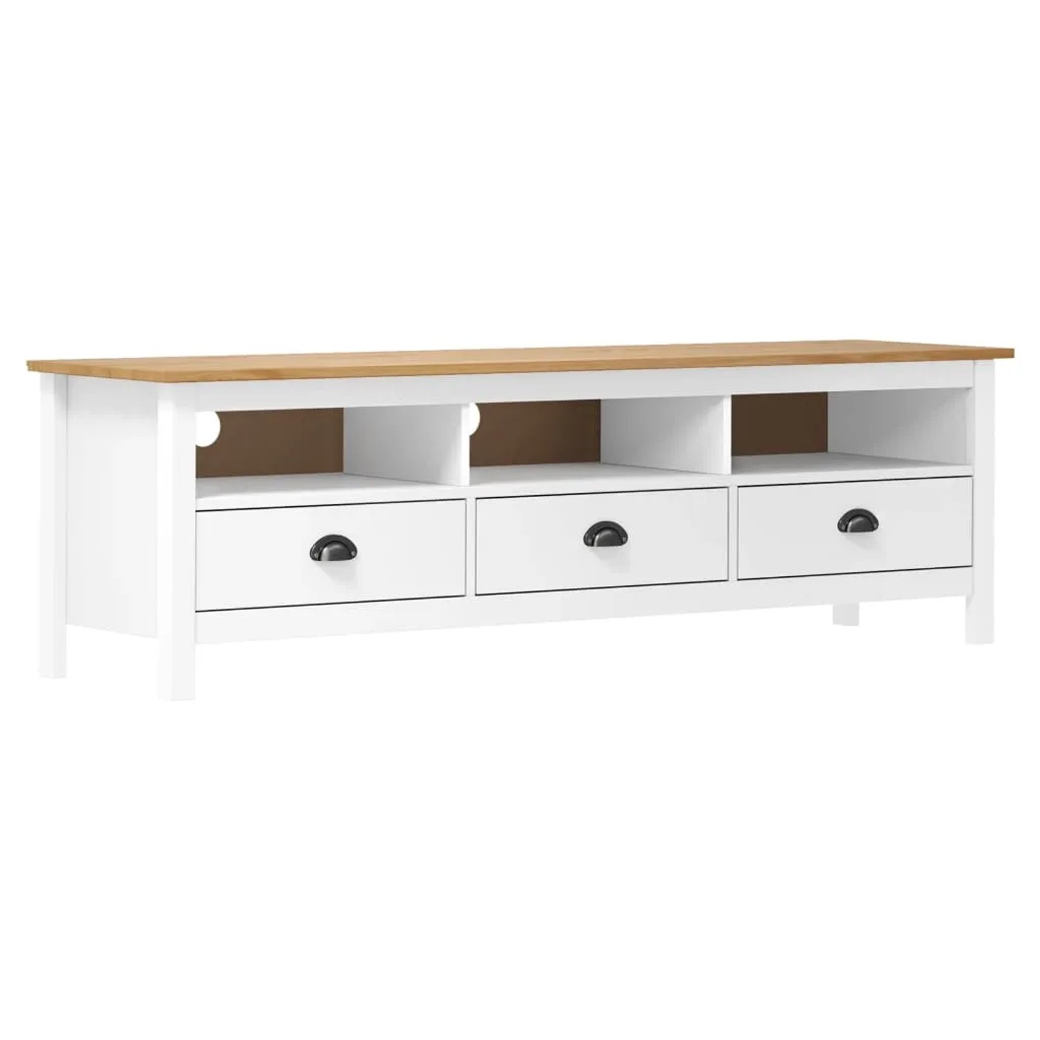 vidaXL TV-Schrank Hill Weiß 158x40x47 cm Massivholz Kiefer 288930