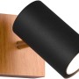 Schwarzer Trio Strahler Marley mit Holzsockel, 1-flammig, für GU10 Leuchtmittel. Moderner Deckenspot für Wohnräume.