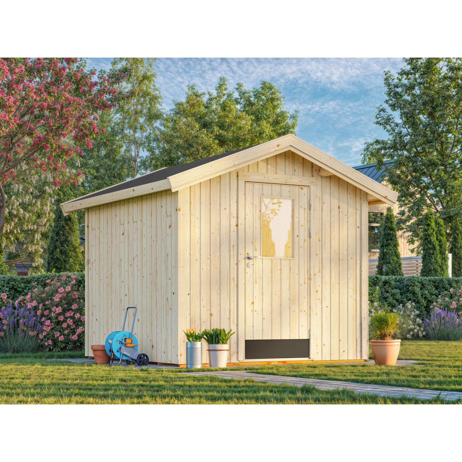 Palmako Gerätehaus Lucas 233 x 239 cm Lackiert Dunkelgrau FSC®
