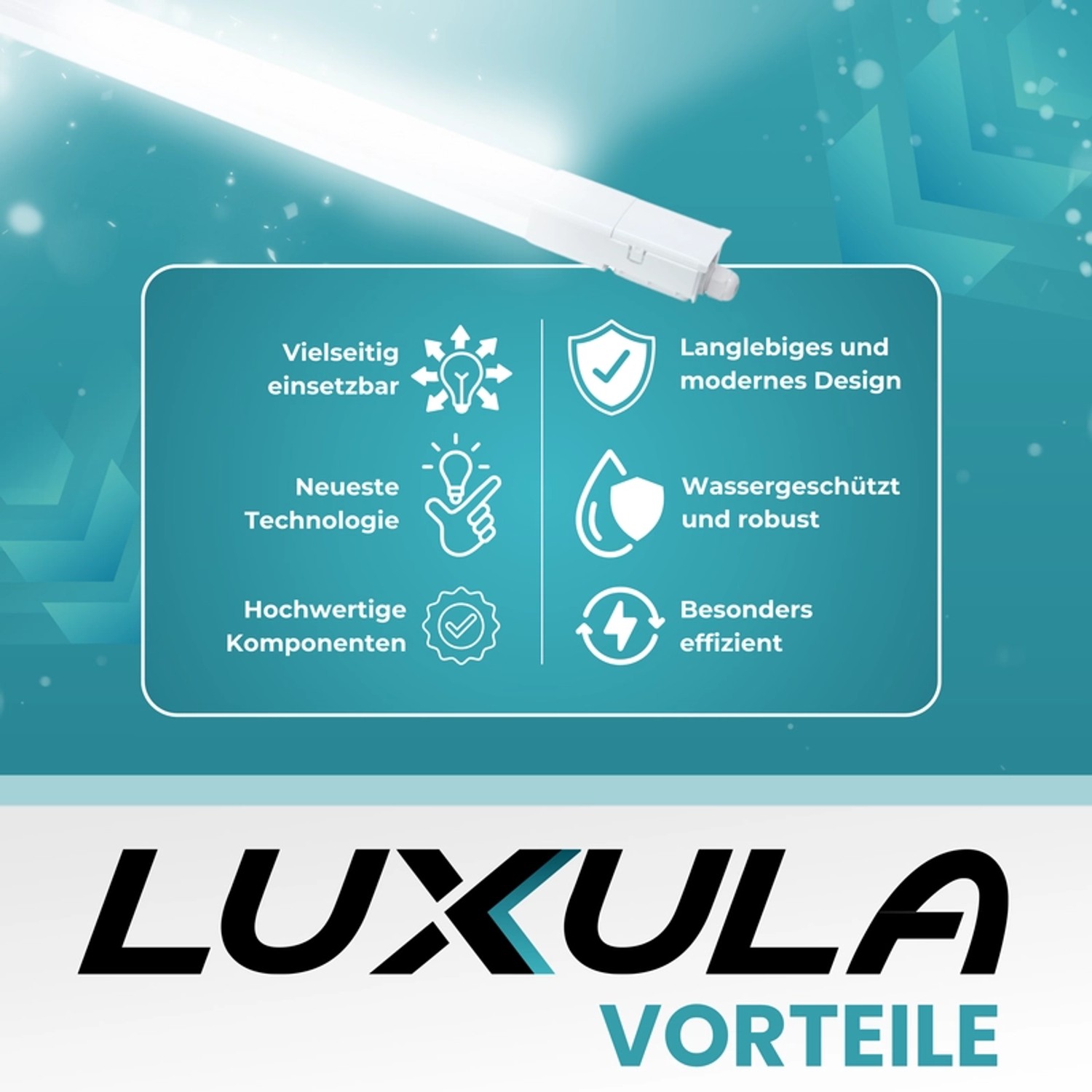 LUXULA LED Feuchtraumleuchte 150cm: Vorteile wie Vielseitigkeit, Robustheit und Effizienz.