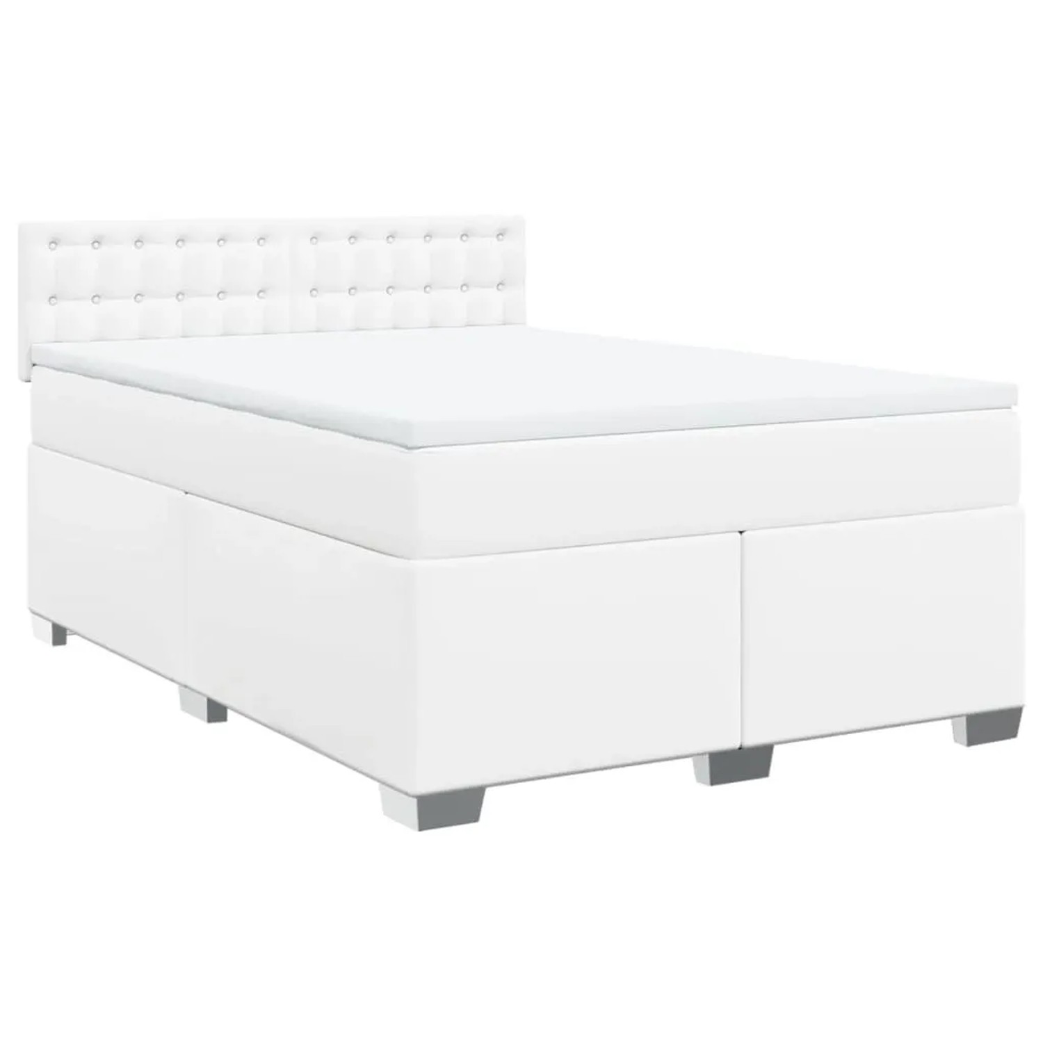 vidaXL Boxspringbett mit Matratze Weiß 140x200 cm Kunstleder 3286125 günstig online kaufen