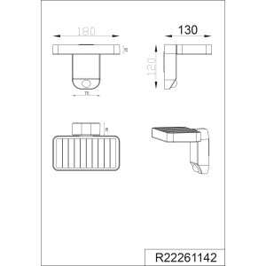 Technische Zeichnung der Trio LED Solar-Wandleuchte Esquel in Anthrazit mit Maßen.