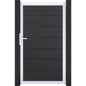 GroJaSolid Grande Tor, anthrazitgrau, 100x180 cm, mit Rahmen. Sichtschutzzaun-Tor für den Garten.