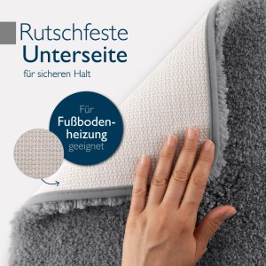 Anthrazitfarbener Beautissu BeauMare Badteppich 60x100cm mit rutschfester Unterseite.