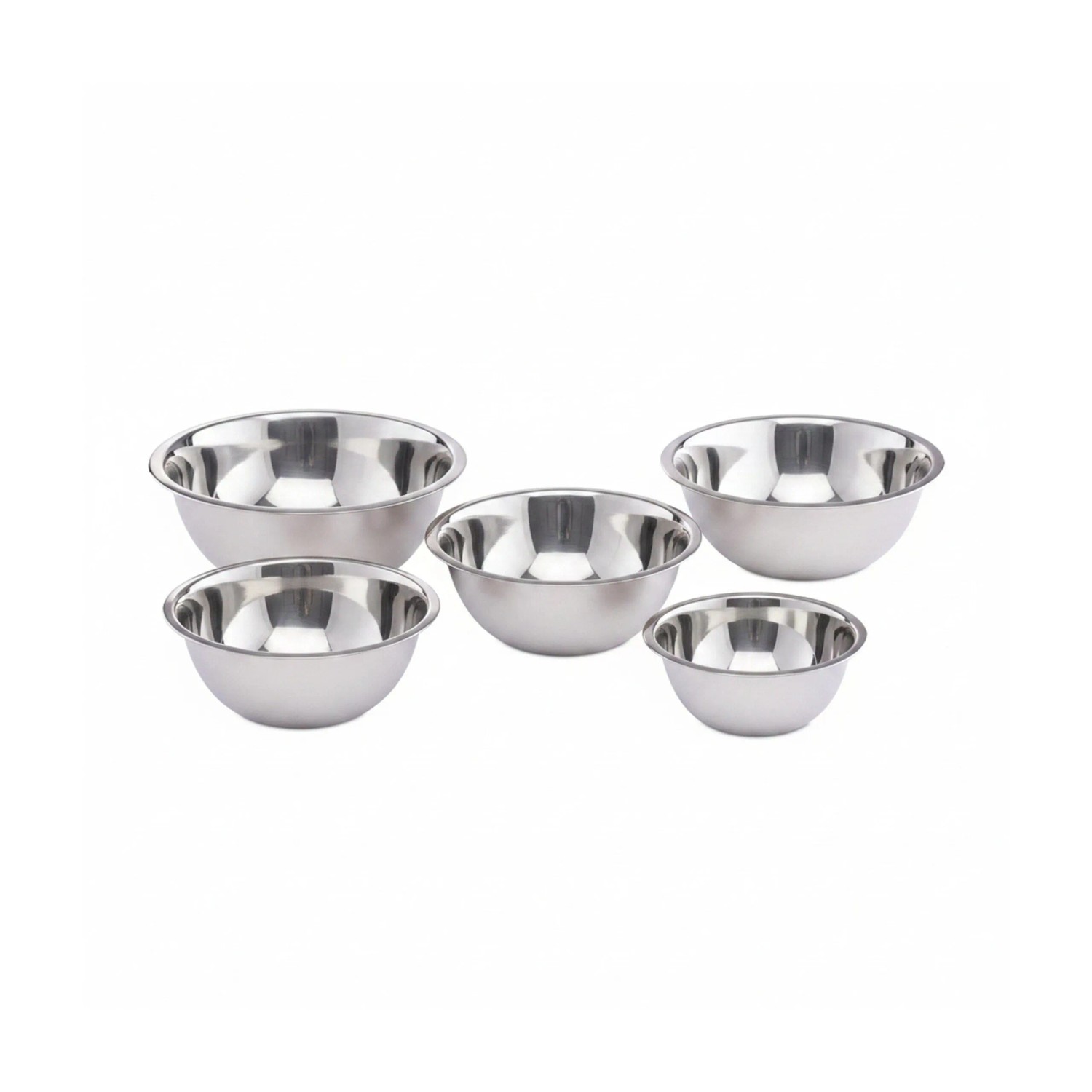 Relaxdays Rührschüssel Set Edelstahl Silber 5-teilig Stapelbar Spülmaschinenfest 26 cm x 26 cm x 9,5 cm 750 g