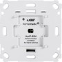 Weißer Homematic IP Schalt-Mess-Aktor für Markenschalter. Rückseite mit Logo, Modell HmIP-BSM und Befestigungslöchern.