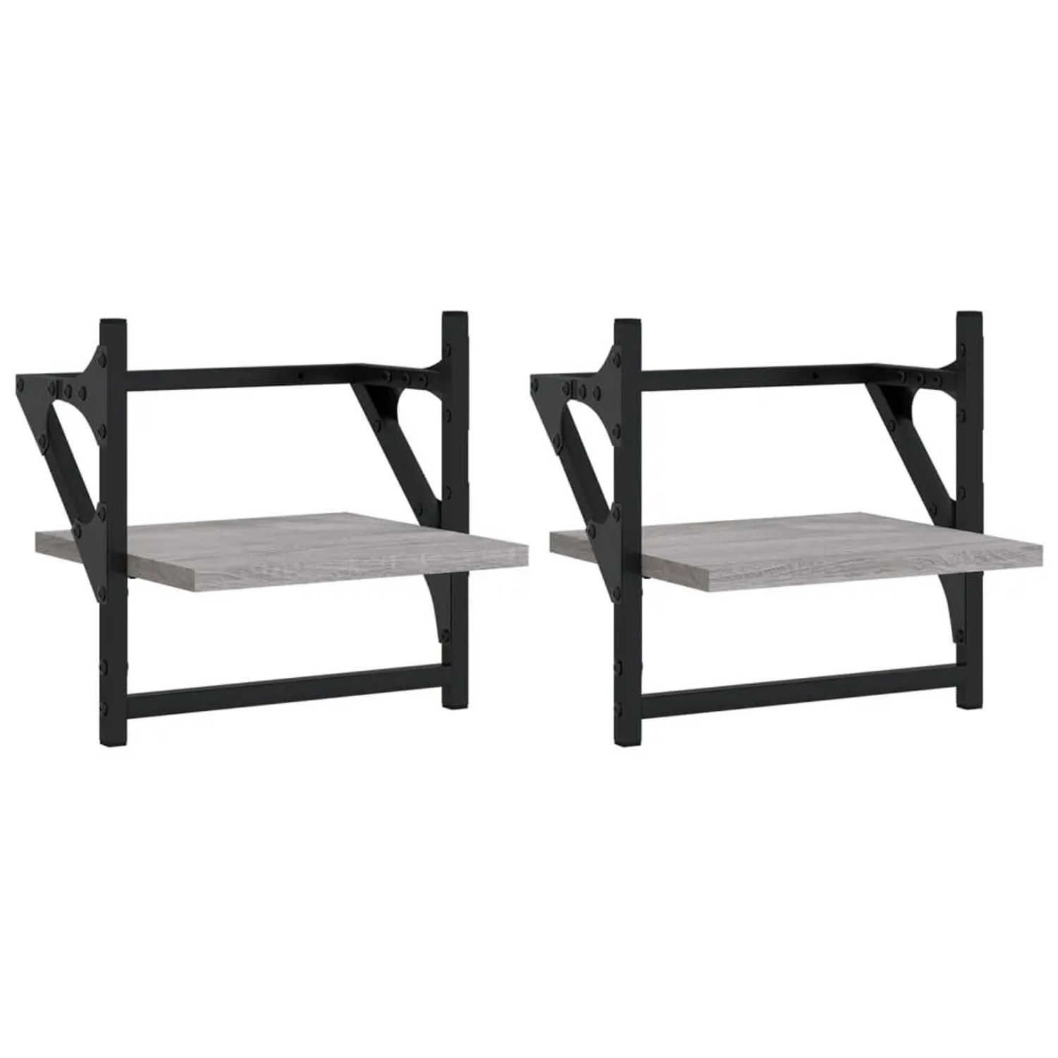 vidaXL Wandregale mit Stangen 2 Stk Grau Sonoma 30x25x30 cm 836236