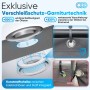 Detailaufnahme: Ösen-Technik des beigen Sekey Balkonsichtschutz, reißfest und stabil.