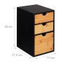 Relaxdays Schubladenbox Bambus MDF Schwarz Natur Mit 3 Schubladen 28 x 17 x 21,5 cm 2,2 kg_4