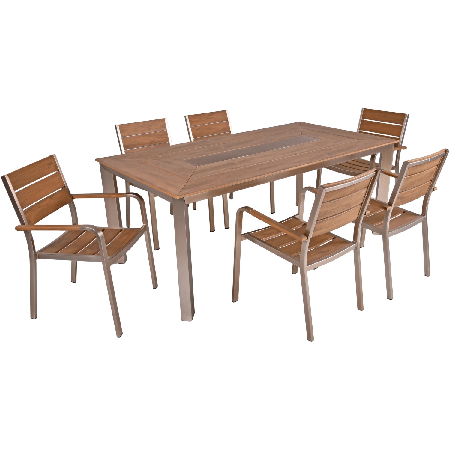 Tischgruppe Florence Teak-Optik 7-tlg.