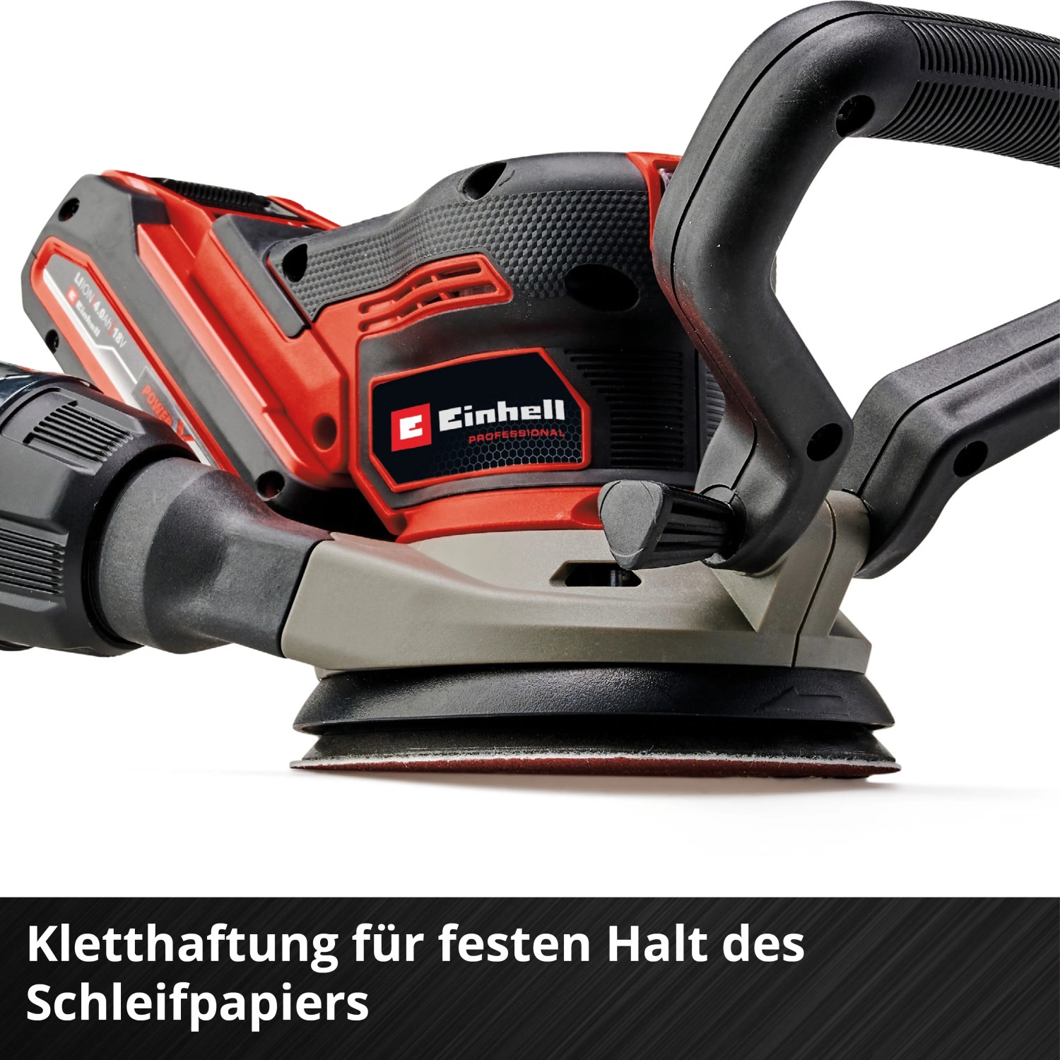 Einhell Akku-Exzenterschleifer TP-RS 18/32 Li BL-Solo: Akku-Schleifmaschine in Rot/Schwarz.