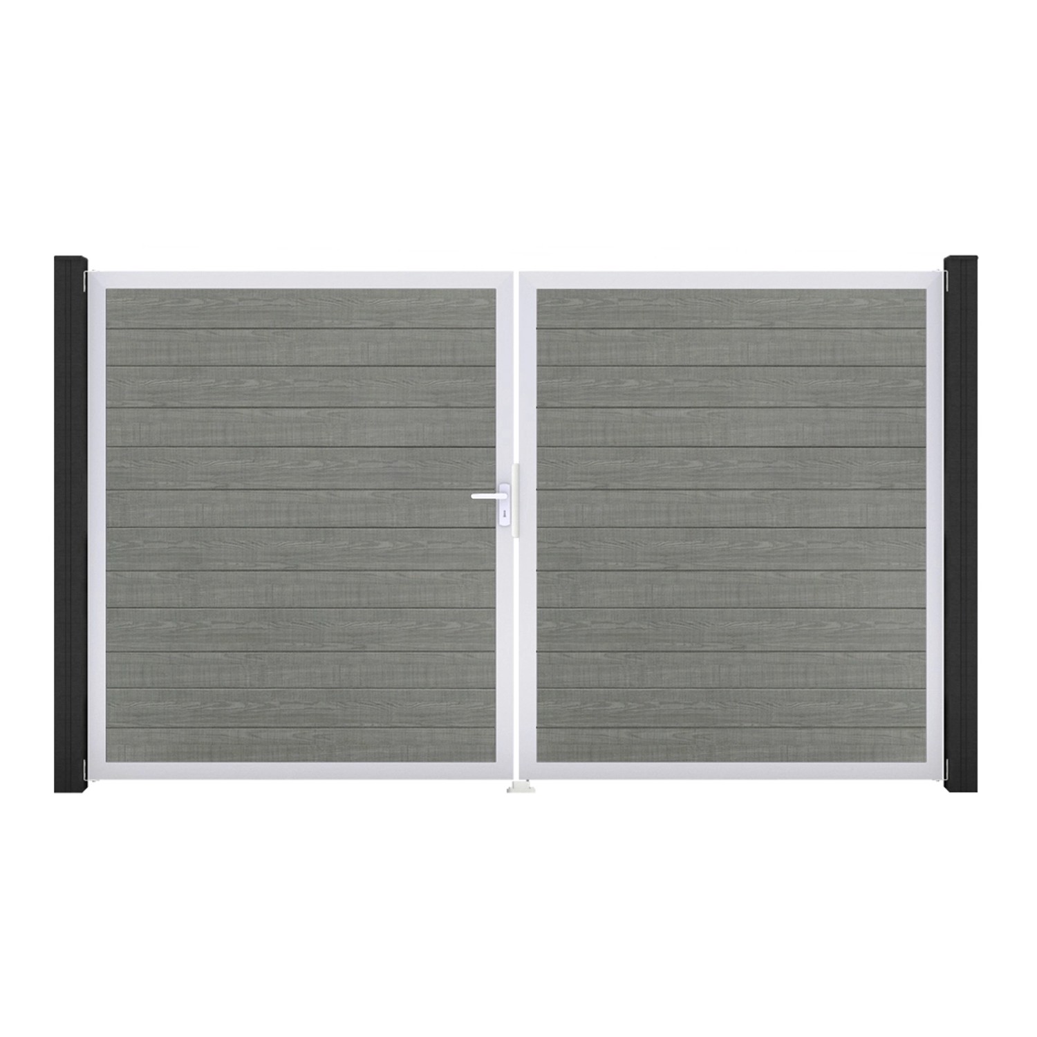 GroJa Tor 2-flg. Basicline Schmal Grey Ash Cut EV1 306 cm x 180 cm DIN Link günstig online kaufen