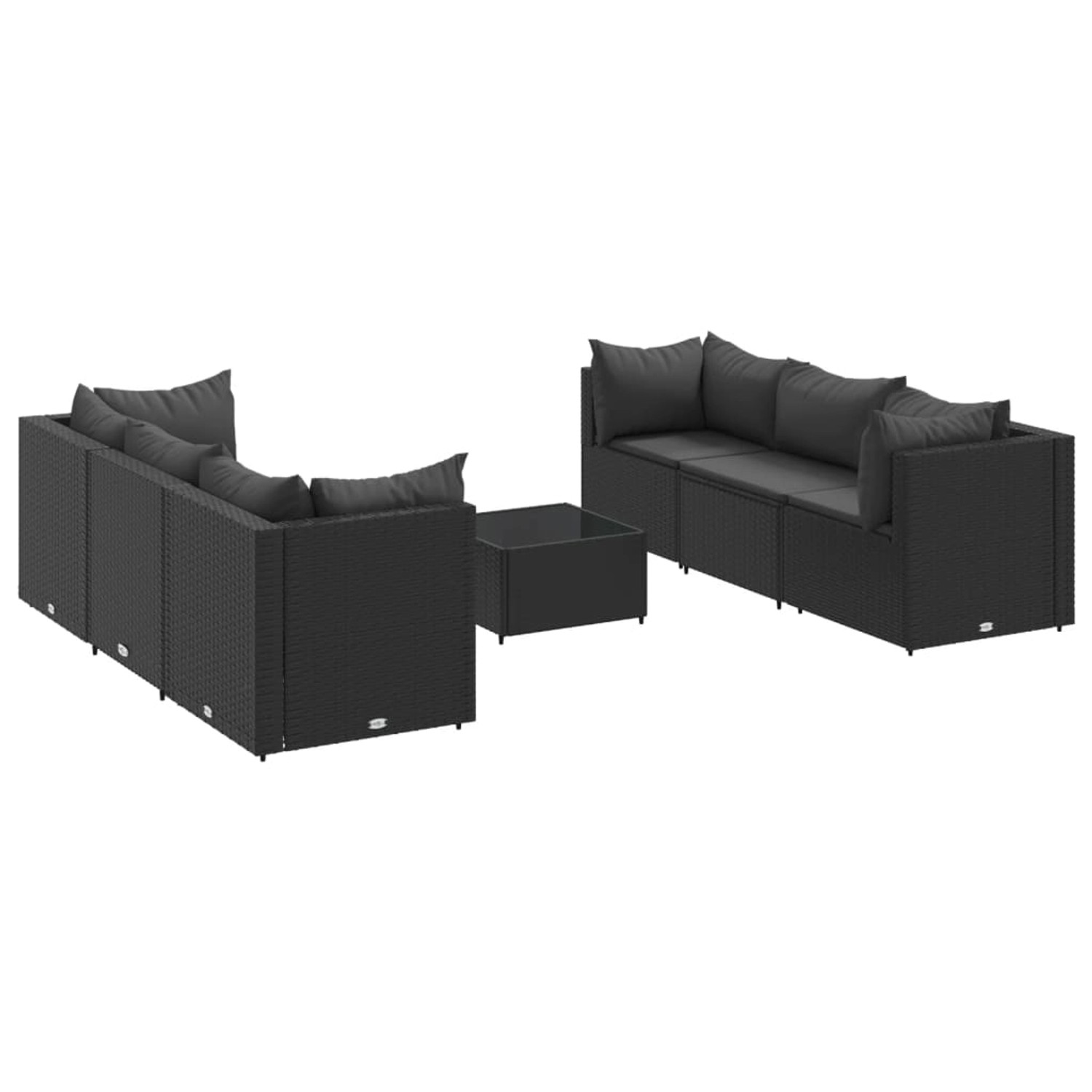vidaXL 7-tlg Garten-Lounge-Set mit Kissen Schwarz Poly Rattan Modell 30 günstig online kaufen