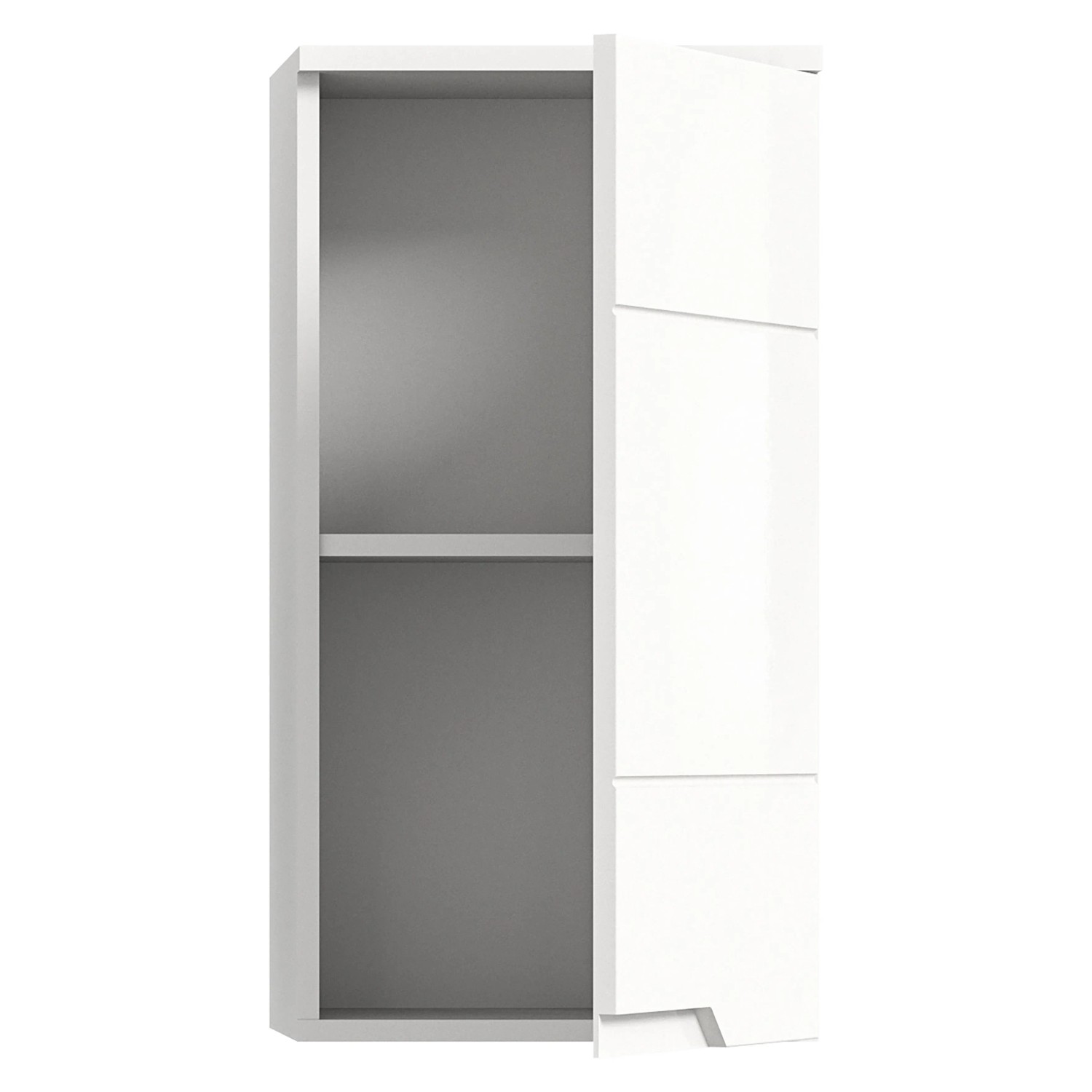 Hängeschrank Solero, weiß hochglanz, 73x38x27cm, mit Tür und Einlegeboden für Bad oder Hauswirtschaftsraum.