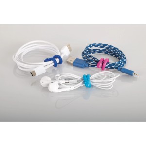 Fix-o-moll Kabelbinder, mehrfarbig, 4 Stück, zum Ordnen von Kabeln und Kopfhörern.