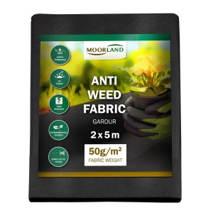 Schwarzes Moorland Gardur Unkrautvlies, 200x500cm, für den Garten.