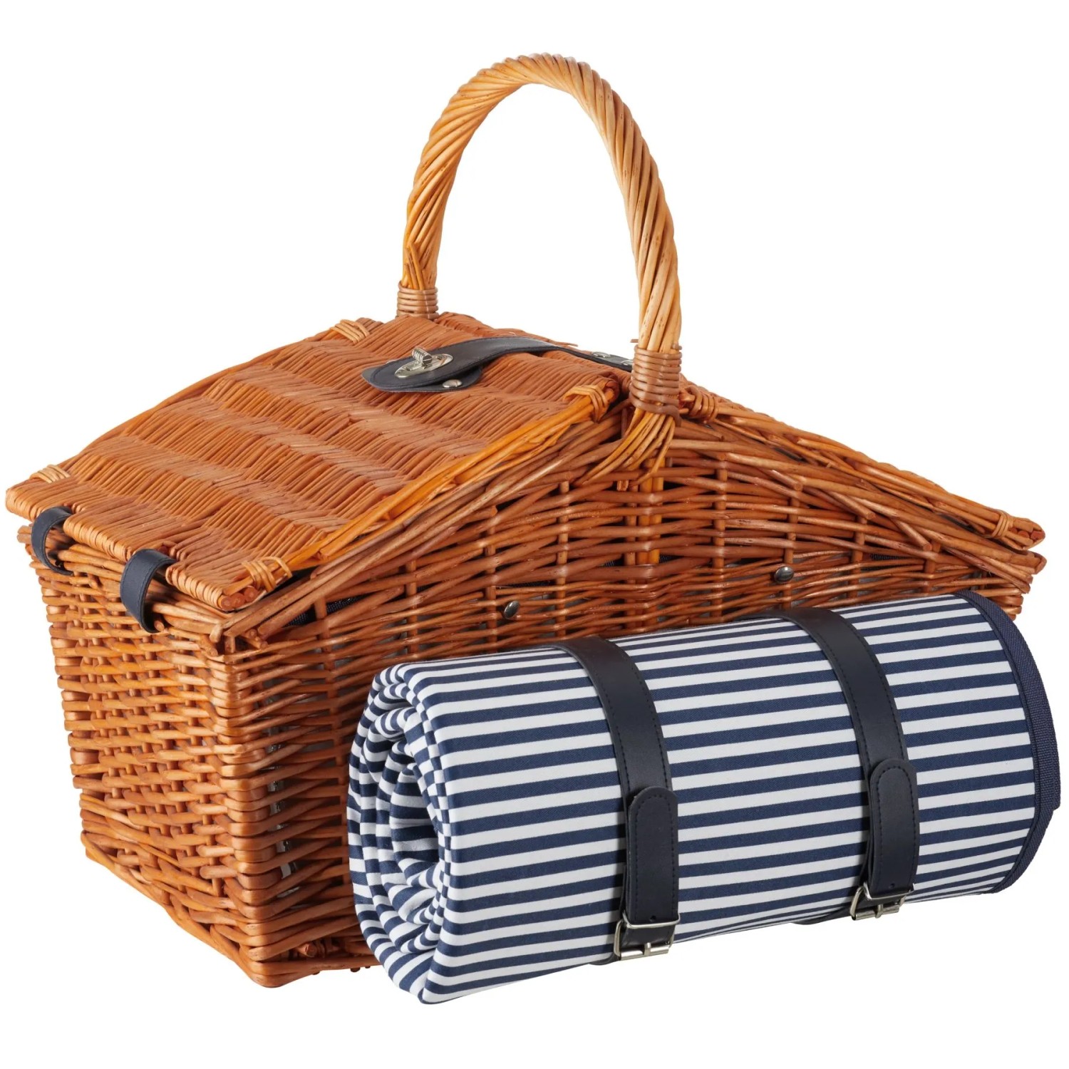 Tectake Picknickkorb Usedom Für 4 Personen  Mit Picknickdecke Integriertes Kühlfach  30 x 46 x 43 50 cm Braun