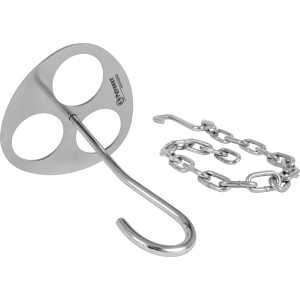 Dreibein-Ring aus Edelstahl mit Kette zum Aufhängen von Grillutensilien.