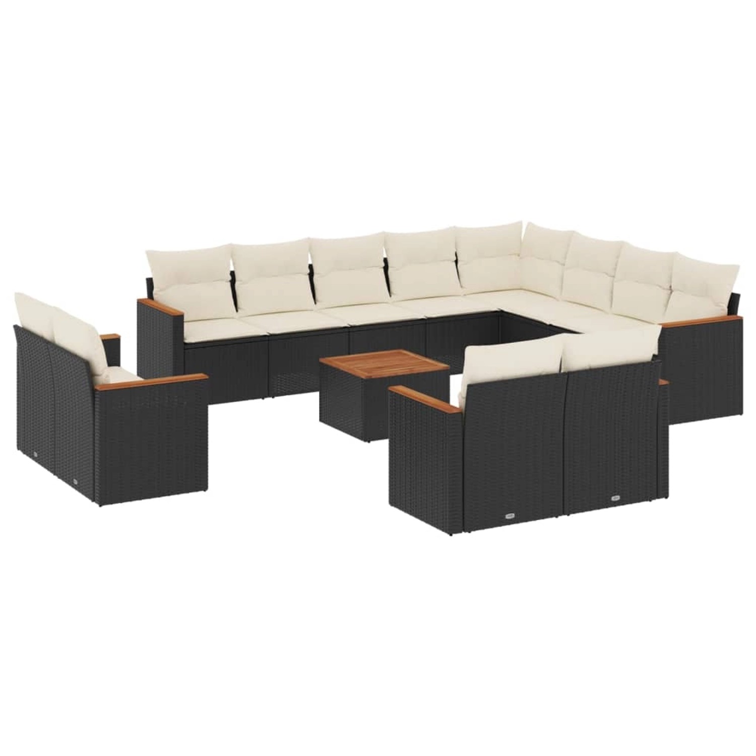 vidaXL 13-Tlg Garten-Sofagarnitur mit Kissen Schwarz Poly Rattan 3226518 günstig online kaufen