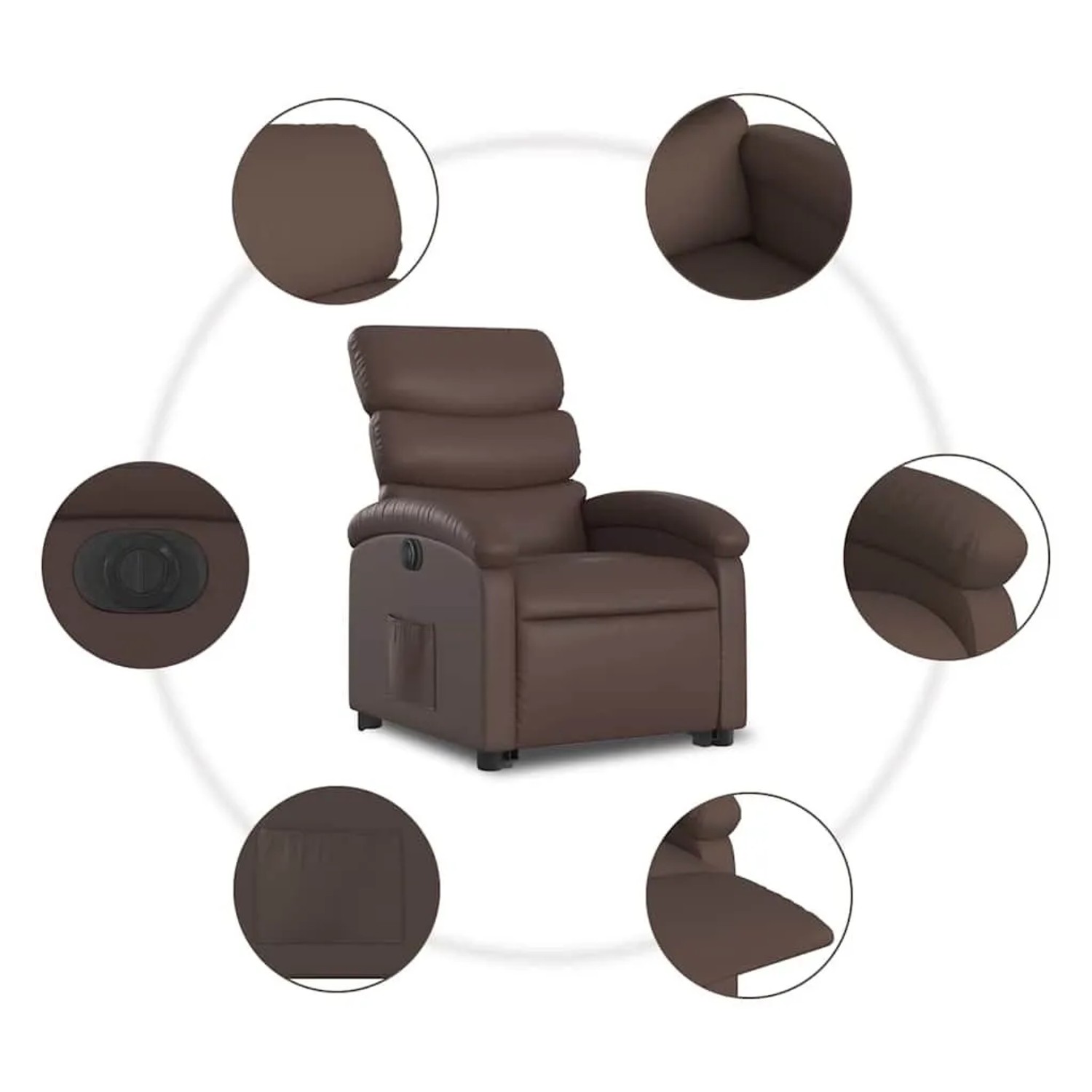 vidaXL Relaxsessel mit Aufstehhilfe Elektrisch Braun Kunstleder 3204056_8