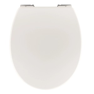 Weißer WC-Sitz Madrid mit Soft-Close und Take-Off Funktion, Aufsicht.