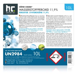 Kanister Höfer Chemie Wasserstoffperoxid 11,9%, 40x10l, für Reinigung und Bleichen.
