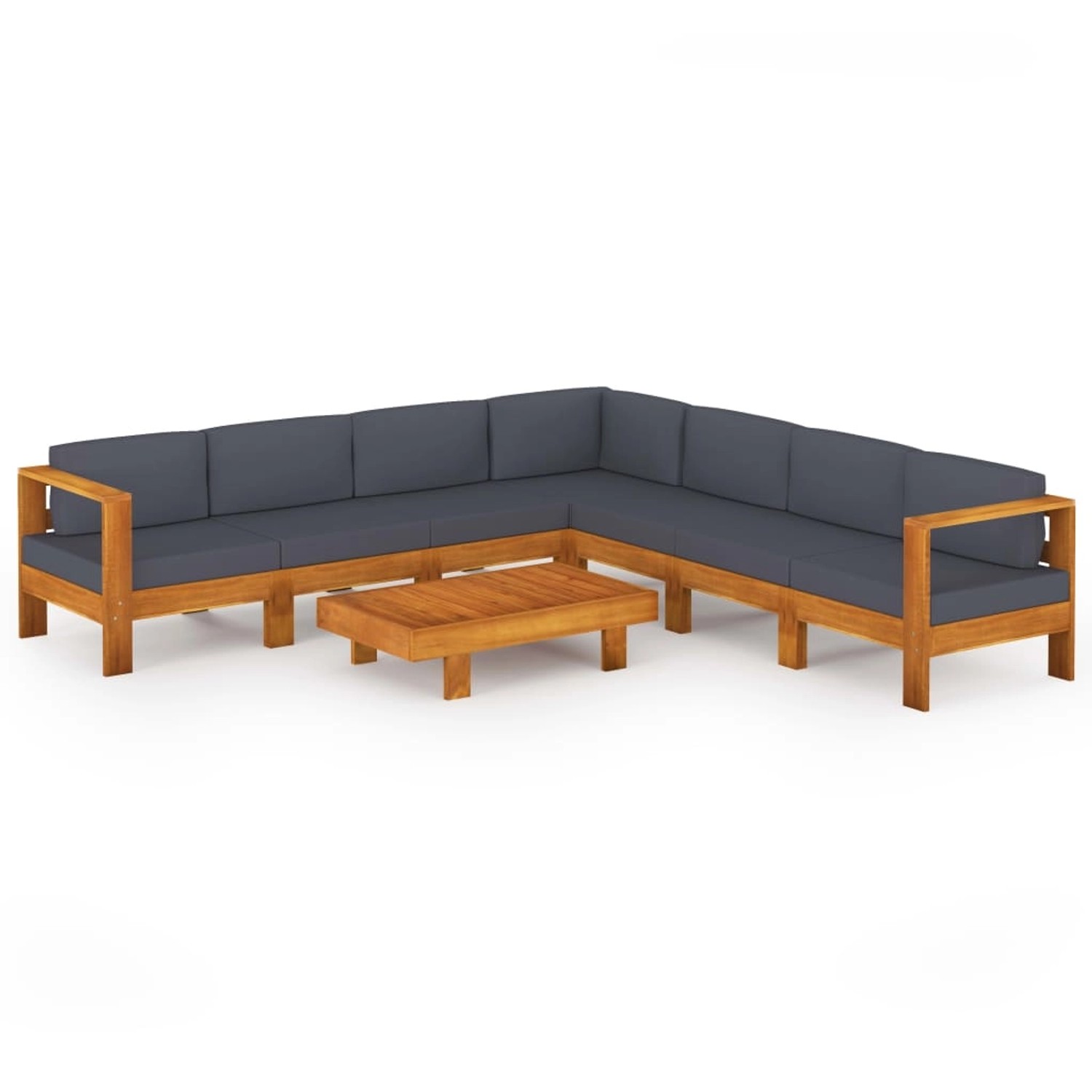 vidaXL 8-tlg Garten-Lounge-Set mit Dunkelgrauen Auflagen Akazienholz Modell 4