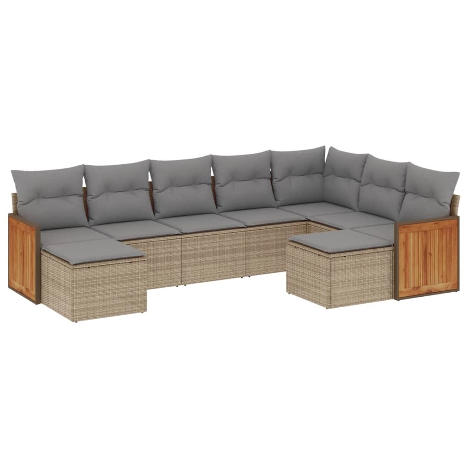 vidaXL 9-Tlg Garten-Sofagarnitur mit Kissen Beige Poly Rattan 3228222 günstig online kaufen