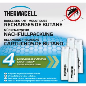 Thermacell Nachfüllpackung mit 4 Gaskartuschen für Mückenabwehrgeräte.