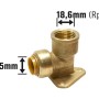 Steck-Winkel mit Wandscheibe, 15 mm x 18,6 mm, aus Messing für Gewindefittings.