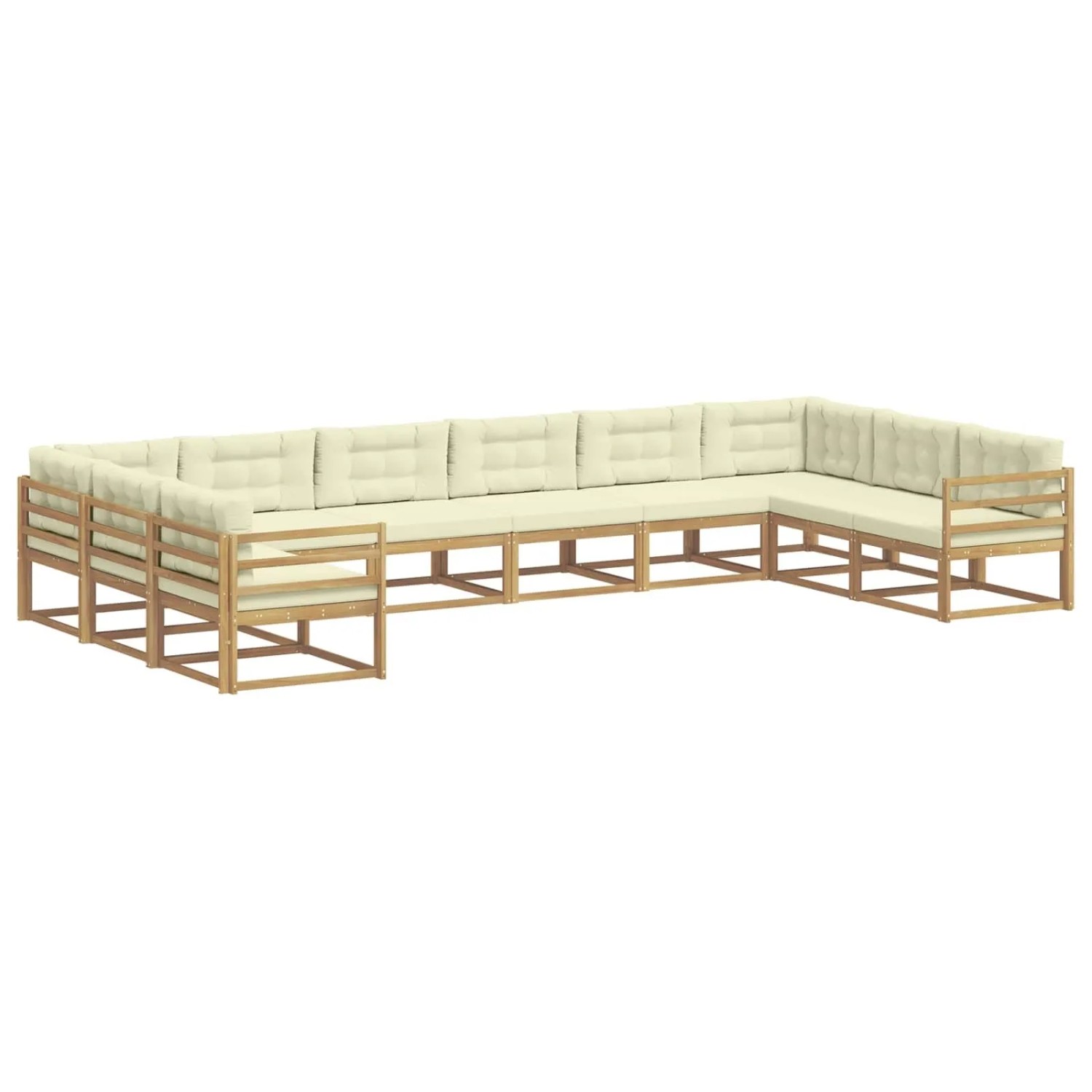 vidaXL Outdoor-Sofagarnitur mit Kissen 10-Tlg Weiß und Creme 3387089