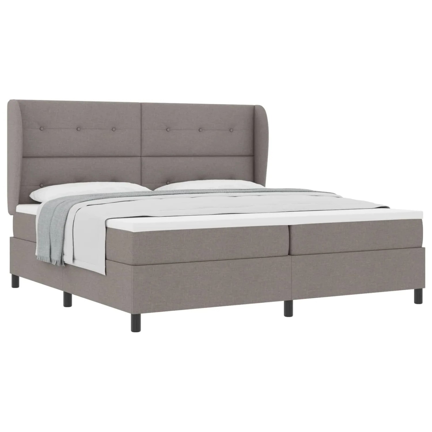 vidaXL Boxspringbett mit Matratze Taupe 200 x 200 cm Stoff 3340589