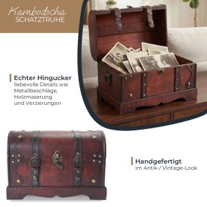 Holztruhe im Antik-Look: HMF Schatztruhe Kambodscha, ideal zur Aufbewahrung und als Deko.