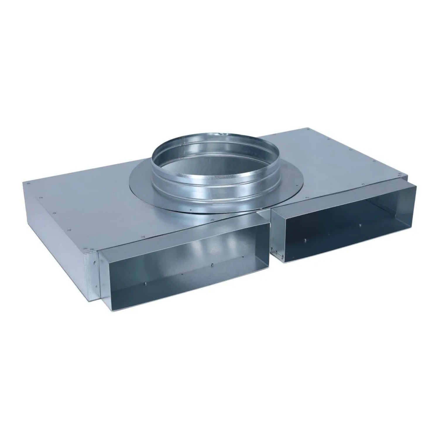 Subtiel Flachkanal Verteiler 300 x 90 mm Zwei Eingänge Ein Ausgang Ø 250 mm