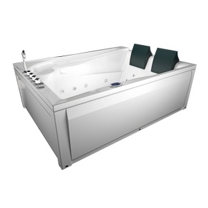 AquaVapore Whirlpool Badewanne 180x135cm mit Nackenkissen und Armaturen.