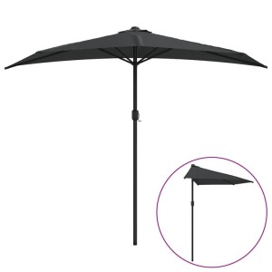 vidaXL Balkon-Sonnenschirm mit Alu-Mast Anthrazit 270x144 cm Halbrund 44589