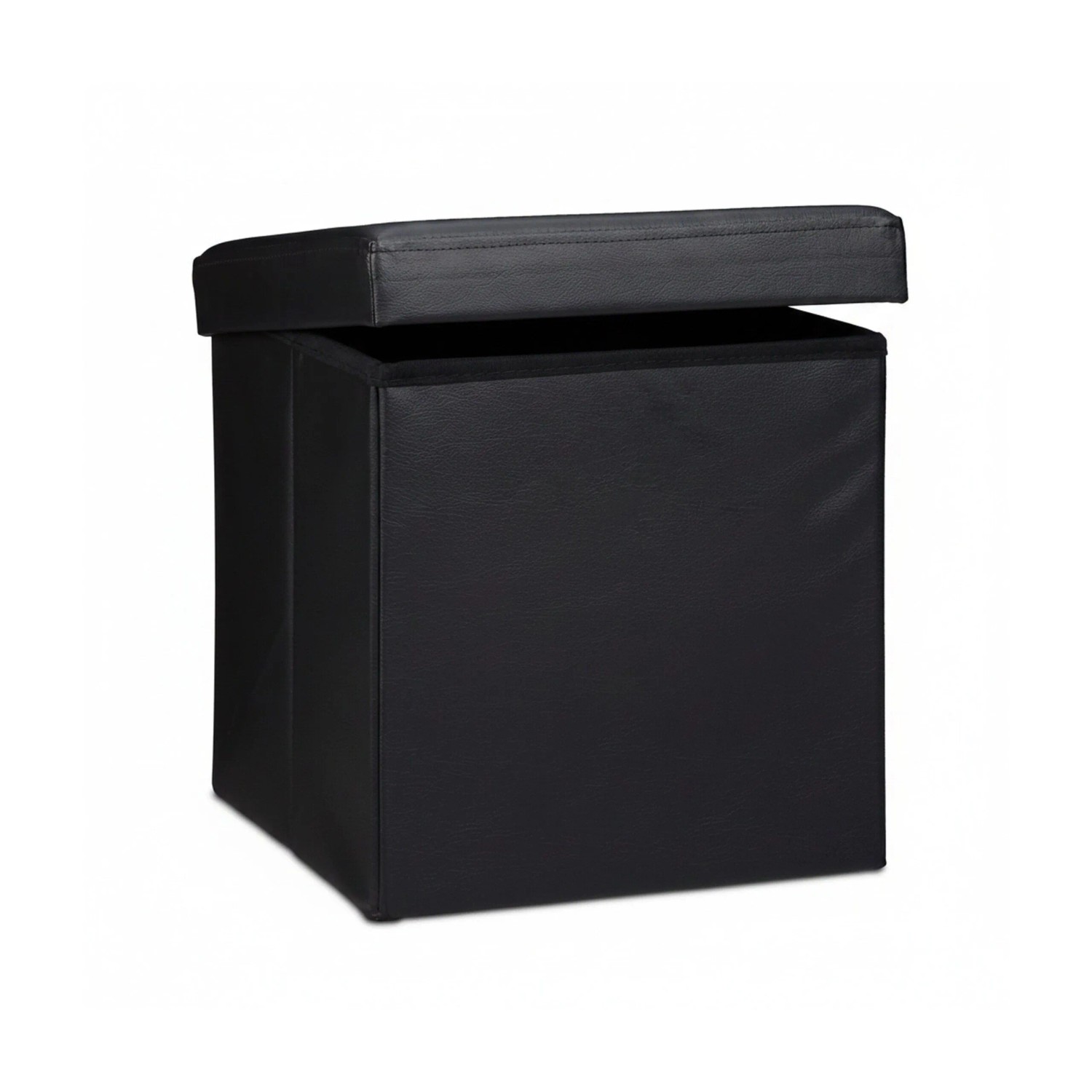 Relaxdays Sitzhocker Kunstleder Schwarz Faltbar 38 cm x 38 cm x 38 cm 2,5 kg