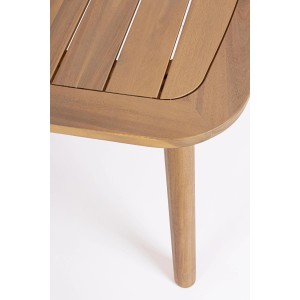 Detailansicht: Bizzotto Gartentisch Pablo aus Akazienholz, braun, mit Lattenmuster.