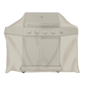 Beige tepro Abdeckhaube für großen Gasgrill, schützt vor Wind und Wetter.