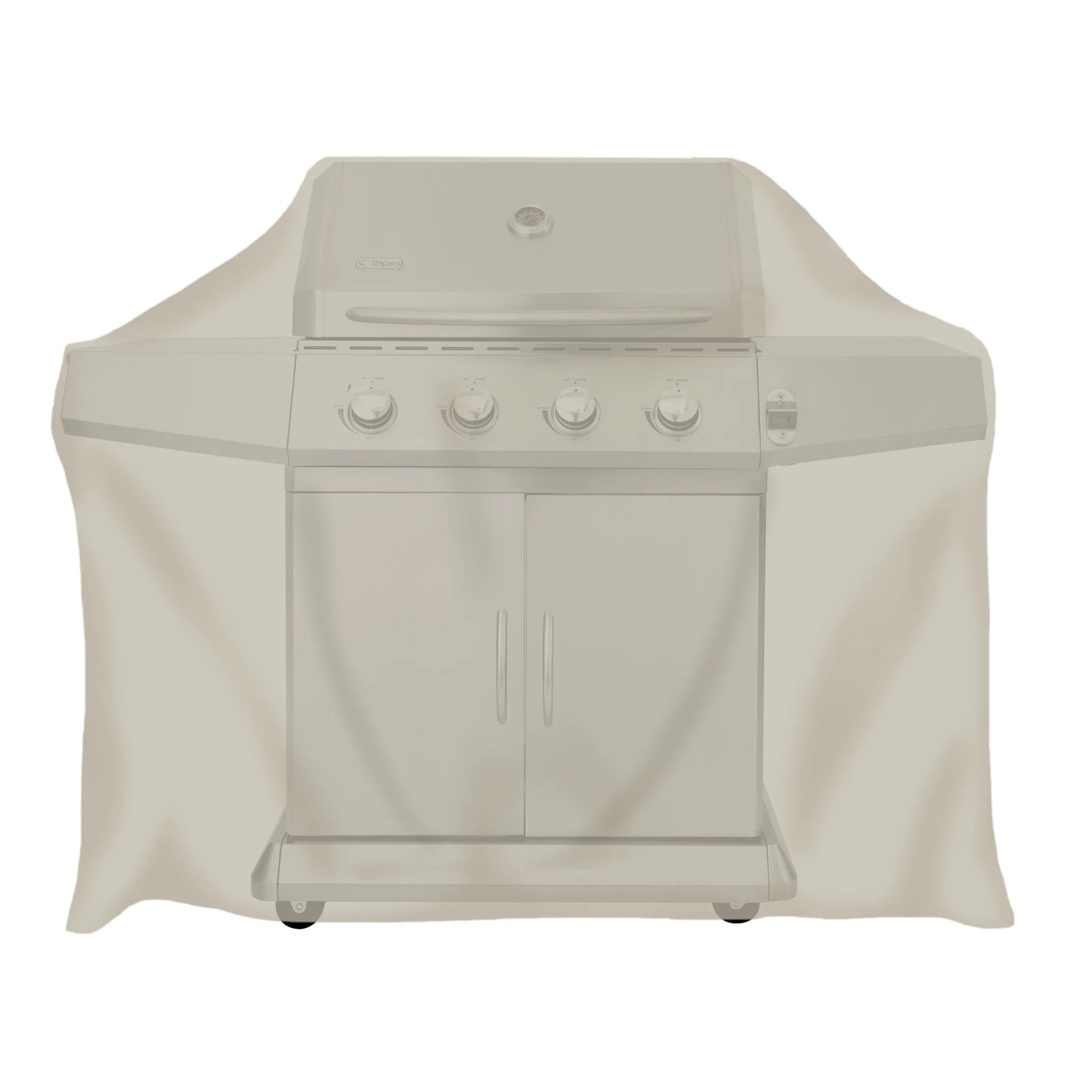 Beige tepro Abdeckhaube für großen Gasgrill, schützt vor Wind und Wetter.