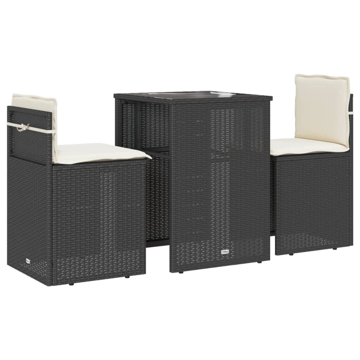 vidaXL 3-Tlg Bistro-Set mit Kissen Schwarz Poly Rattan 4003869