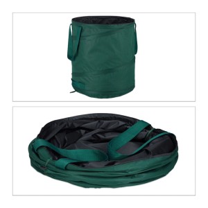 Relaxdays Laubsack 3er Set, selbstaufstellend, 85L, Oxford Polyester, grün. Gartenarbeit leicht gemacht.